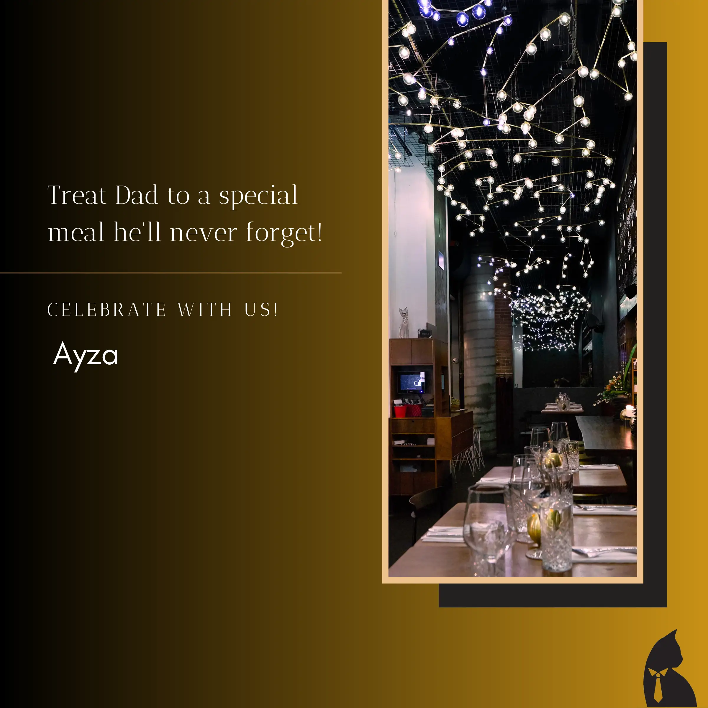 Father's Day dinner NYC: a table set for a family celebration at AYZA in Midtown