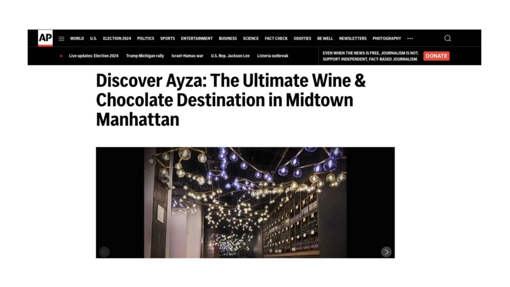 Wine and chocolate pairing served at AYZA in Midtown Manhattan