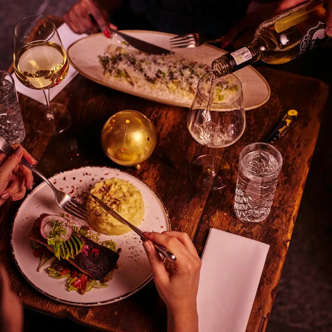 Wine bar in Midtown Manhattan: the dining room at AYZA on West 31st Street