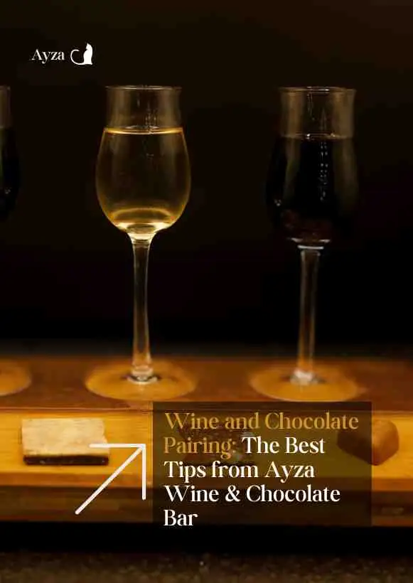 The best tips. A selection of fine wines and gourmet chocolates at Ayza Wine & Chocolate Bar, beautifully presented for pairing.