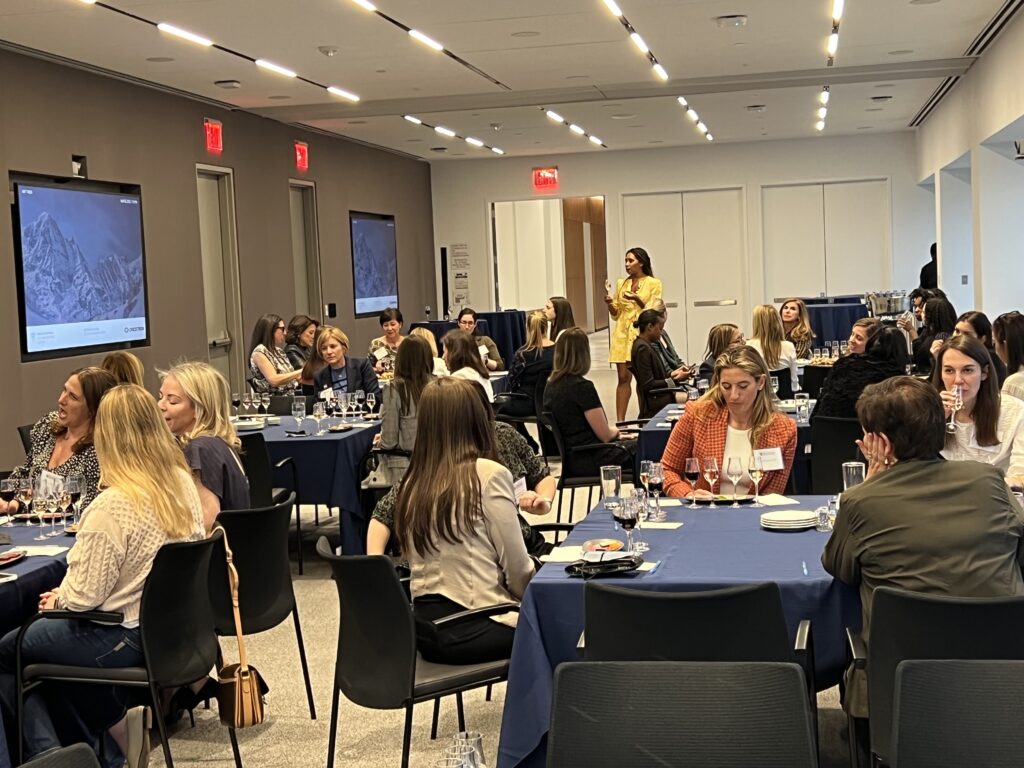 Evercore employees guided by Ayza Events & Catering at corporate team building NYC wine and chocolate pairing event